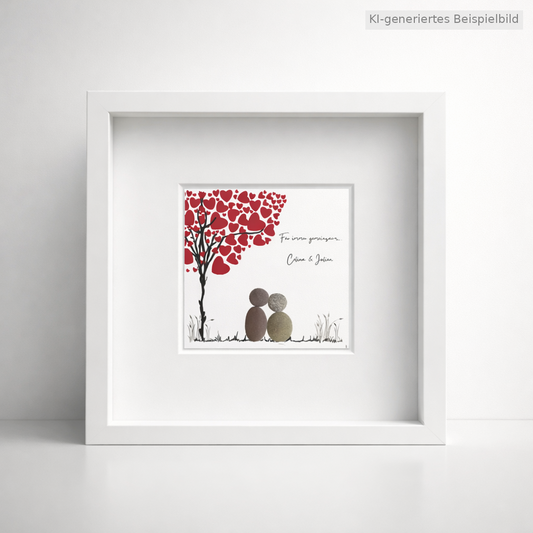 Kieselsteinbild Für immer gemeinsam – Hochzeitsgeschenk personalisiert, handgemachtes Steinbild