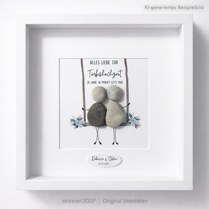 Kieselsteinbild Türkishochzeit – Geschenk zum 18. Hochzeitstag, handgemachtes Steinbild