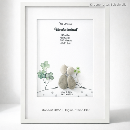 Kieselsteinbild Petersilienhochzeit Brautpaar – Geschenk zum 12,5. Hochzeitstag, handgemachtes Steinbild