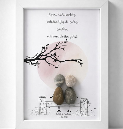 Kieselsteinbild Es ist nicht wichtig welchen Weg du gehst – Hochzeitsgeschenk, handgemachtes Steinbild