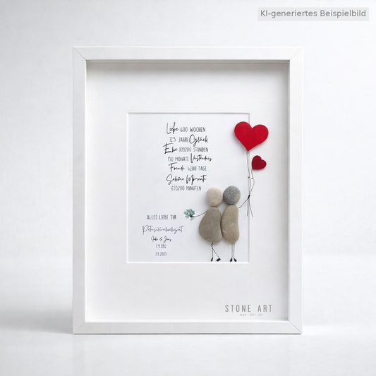 Kieselsteinbild Petersilienhochzeit – Geschenk zum 12,5. Hochzeitstag, handgemachtes Steinbild