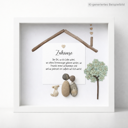 Kieselsteinbild Zuhause wo die Liebe wohnt – Einzugsgeschenk personalisiert, handgemachtes Steinbild