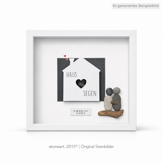 Kieselsteinbild Haussegen Libelle – Einzugsgeschenk, handgemachtes Steinbild