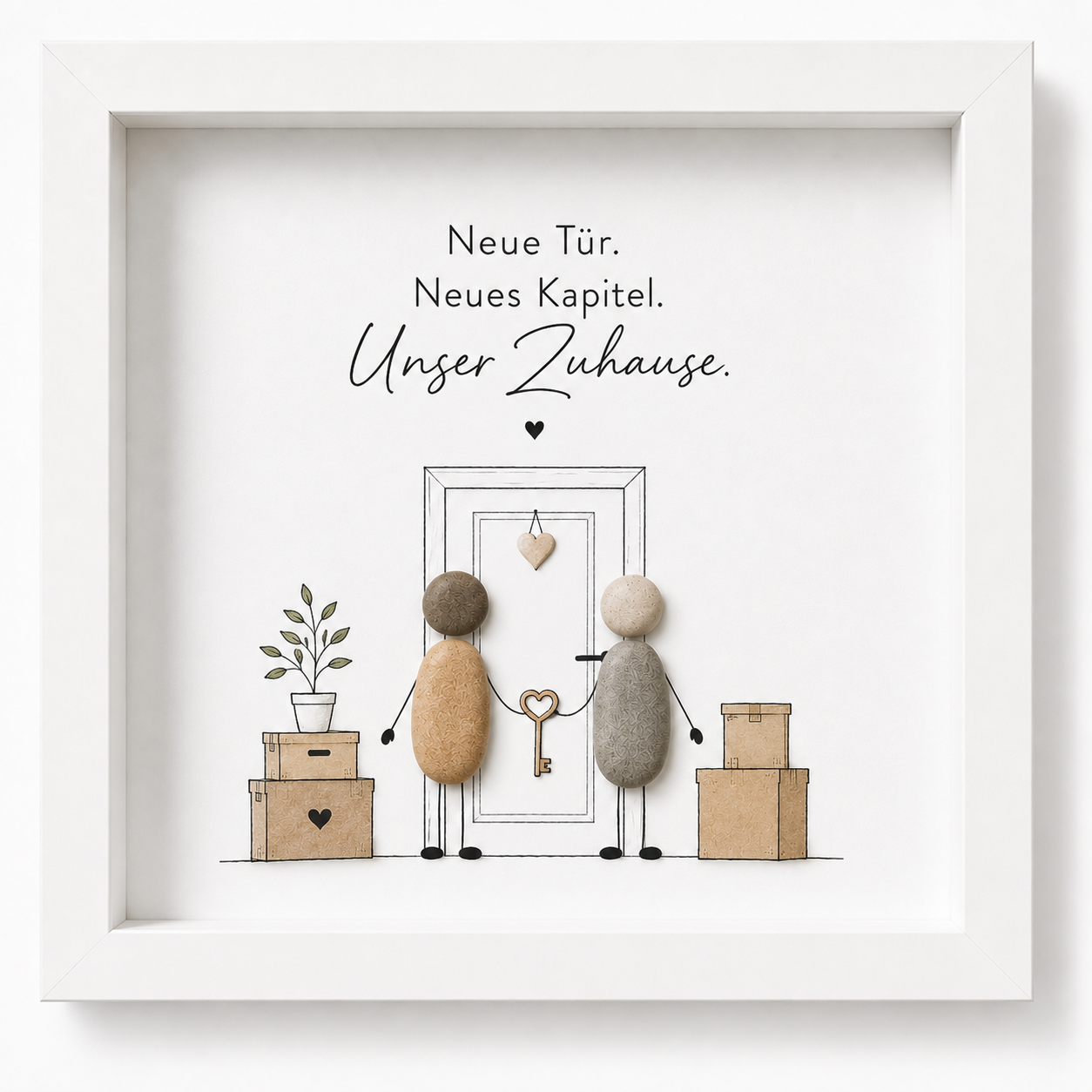 Kieselsteinbild Neue Tür Neues Kapitel Unser Zuhause – Einzugsgeschenk, handgemachtes Steinbild