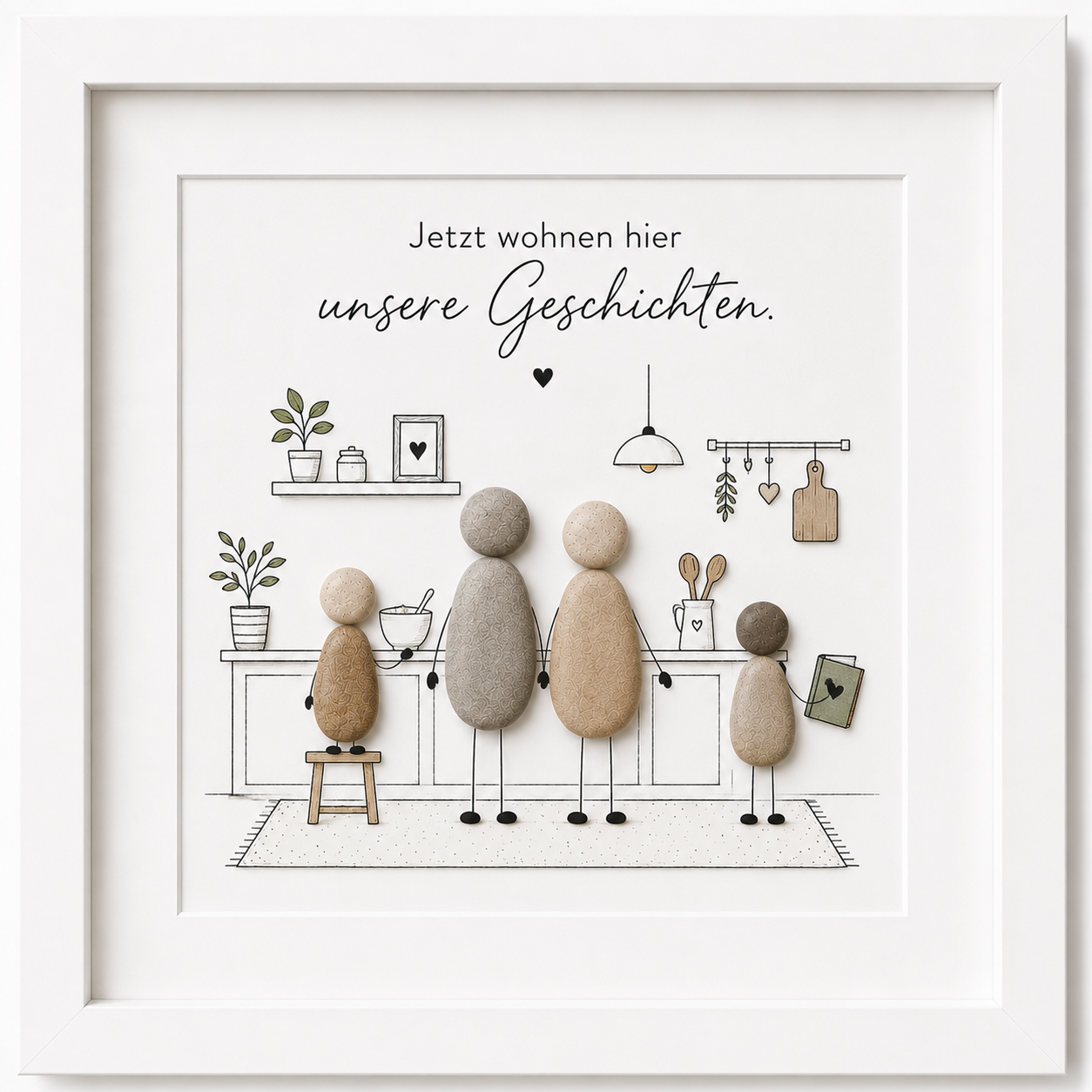Kieselsteinbild Ankerplatz mit Koordinaten – Einzugsgeschenk, handgemachtes Steinbild