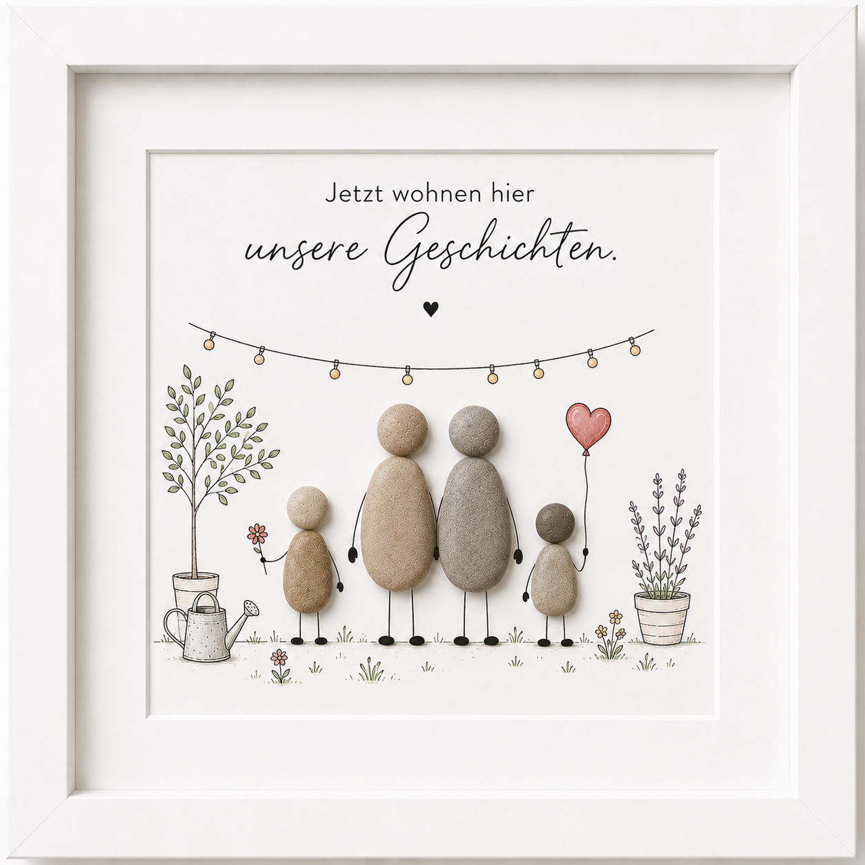 Kieselsteinbild mit Wunschtext und Koordinaten – personalisiertes Einzugsgeschenk, handgemachtes Steinbild
