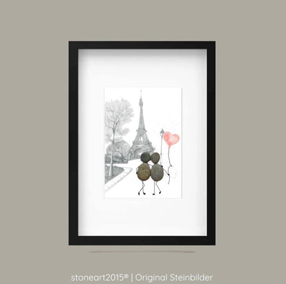 Steinbild Hochzeit – Eiffelturm – Pärchen in Paris