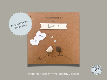 Karte zur Kristallhochzeit mit Mini-Steinbild – handgemachtes Geschenk zum 15. Hochzeitstag