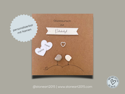Handgemachte Karte mit Mini-Steinbild zur Perlenhochzeit – 30 Jahre Liebe, Geschenkidee mit Herz