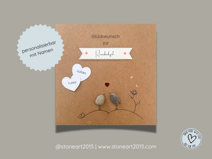 Handgemachte Karte zur Rosenhochzeit mit Mini-Steinbild – Geschenkidee zum 10. Hochzeitstag