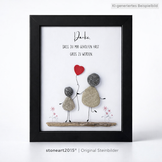 Kieselsteinbild Danke, dass du mir geholfen hast groß zu werden – Abschiedsgeschenk Kindergarten, handgemachtes Steinbild