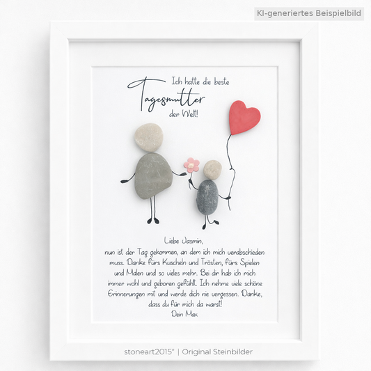 Kieselsteinbild Ich hatte die beste Tagesmutter der Welt – personalisierbares Dankeschön für die Tagesmutter, handgemachtes Steinbild