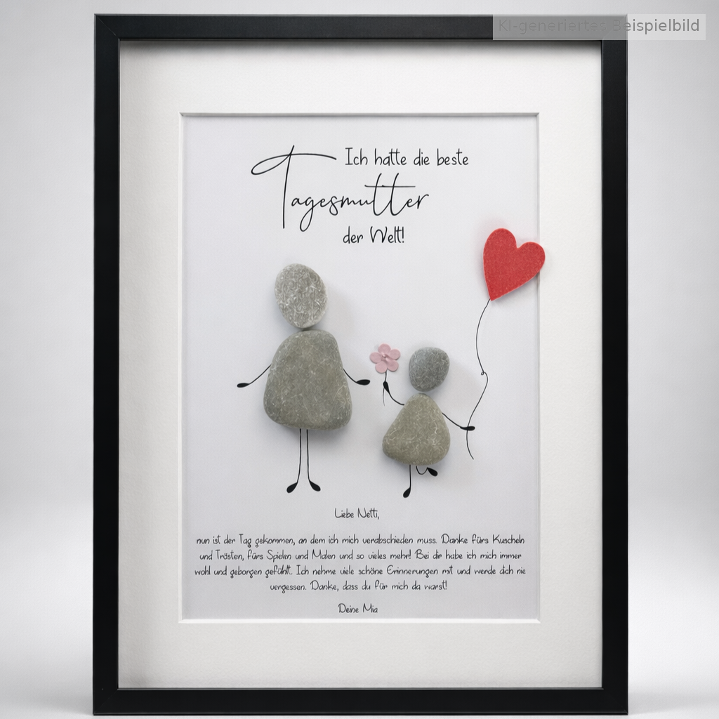 Kieselsteinbild Ich hatte die beste Tagesmutter der Welt – personalisierbares Dankeschön für die Tagesmutter, handgemachtes Steinbild