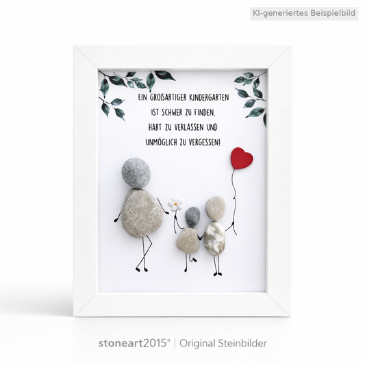 Kieselsteinbild Ein großartiger Kindergarten ist unmöglich zu vergessen – Abschiedsgeschenk Kindergarten, handgemachtes Steinbild