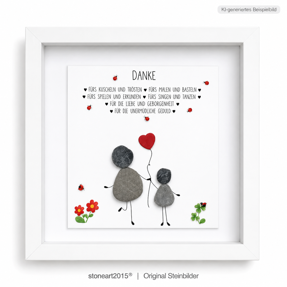 Kieselsteinbild Danke, fürs Auscheln und Trösten – personalisierbares Abschiedsgeschenk Kindergarten, handgemachtes Steinbild