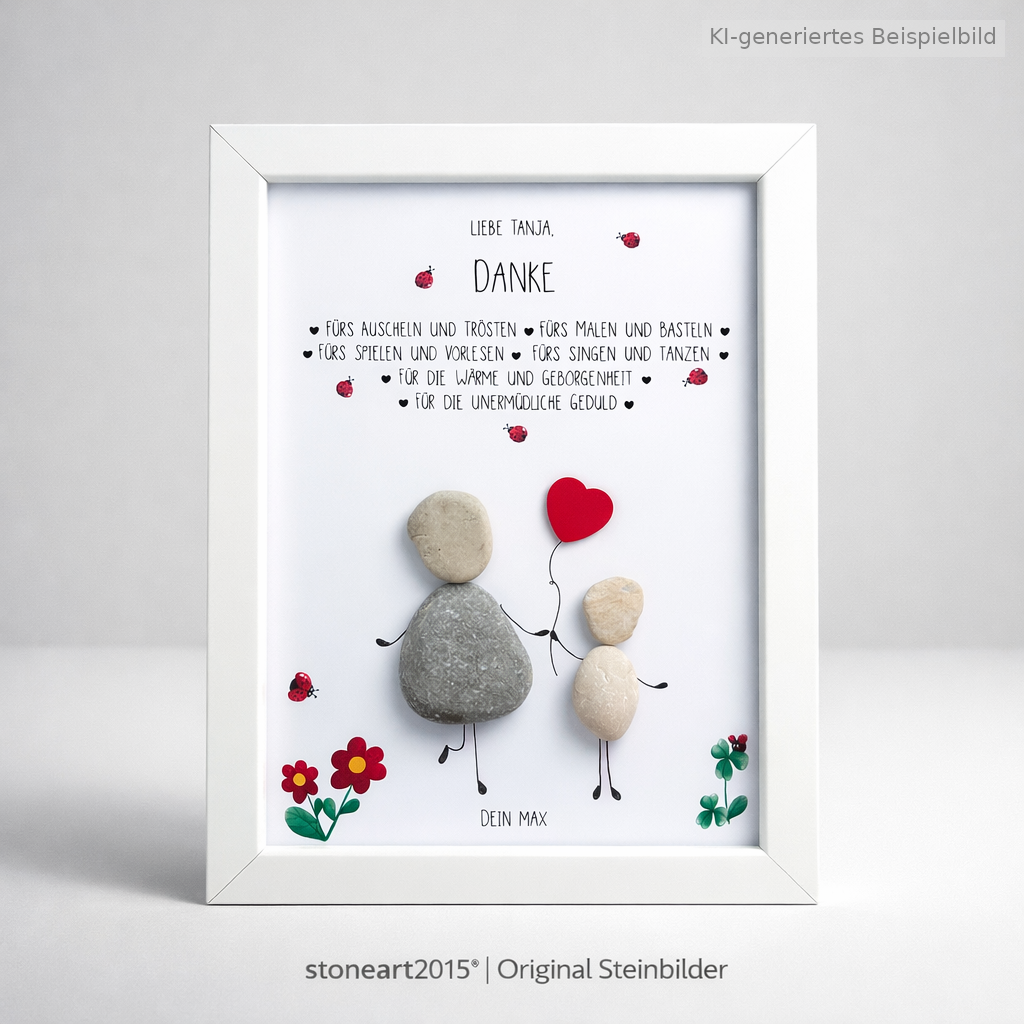 Kieselsteinbild Danke, fürs Auscheln und Trösten – personalisierbares Abschiedsgeschenk Kindergarten, handgemachtes Steinbild