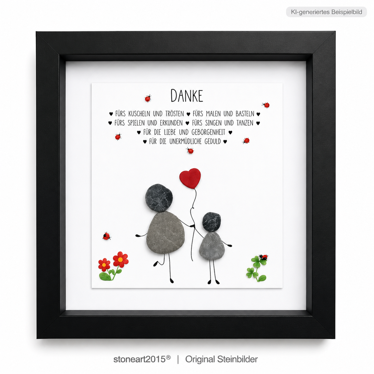 Kieselsteinbild Danke, fürs Auscheln und Trösten – personalisierbares Abschiedsgeschenk Kindergarten, handgemachtes Steinbild