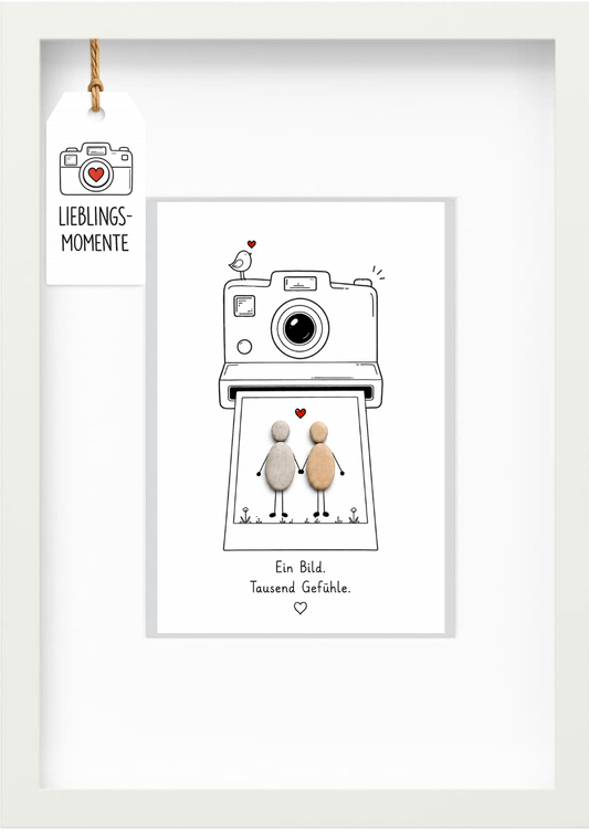 Kieselsteinbild „Ein Bild. Tausend Gefühle.“ – Geschenk für Verliebte und Paare, handgemachtes Steinbild