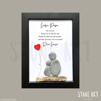 Handgemachtes Steinbild ‚Lieber Papa hör mal zu…‘ – Geschenk für Vater, personalisierbar, Natursteine
