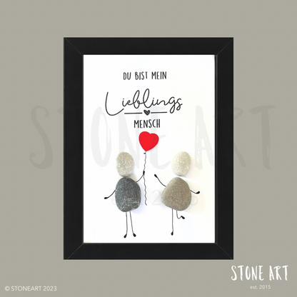 Handgefertigtes Steinbild mit Spruch ‘Du bist mein Lieblingsmensch’ – personalisierbar, Unikat aus Natursteinen