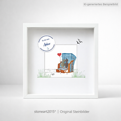 Kieselsteinbild Du bist mein Anker – Liebesgeschenk, handgemachtes Steinbild