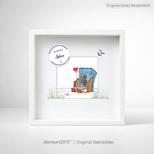 Kieselsteinbild Du bist mein Anker – Liebesgeschenk, handgemachtes Steinbild