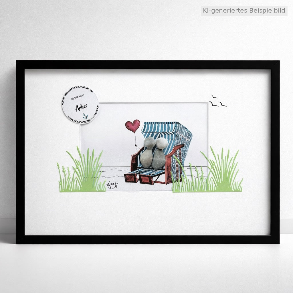 Kieselsteinbild Du bist mein Anker – Liebesgeschenk, handgemachtes Steinbild