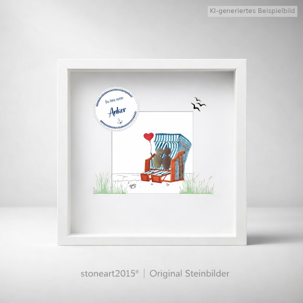 Kieselsteinbild Du bist mein Anker – Liebesgeschenk, handgemachtes Steinbild