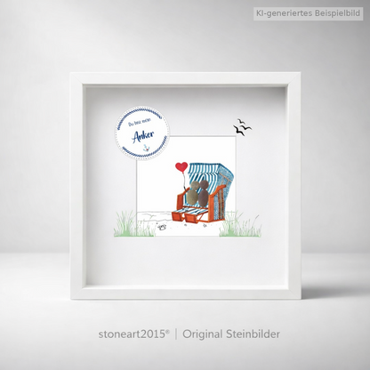 Kieselsteinbild Du bist mein Anker – Liebesgeschenk, handgemachtes Steinbild