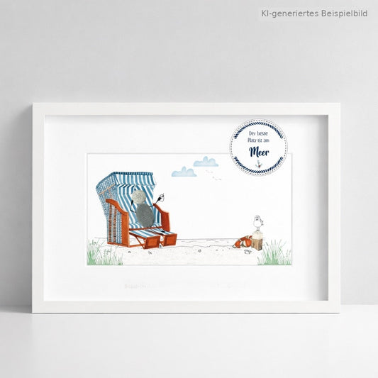 Kieselsteinbild Der beste Platz ist am Meer – maritimes Geschenk, handgemachtes Steinbild
