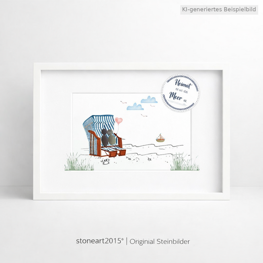Kieselsteinbild Heimat ist wo das Meer ist – maritimes Geschenk, handgemachtes Steinbild
