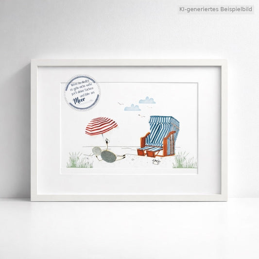 Kieselsteinbild Wenn du denkst es geht nicht mehr, pack deine Sachen und fahr ans Meer – Mutmacher-Geschenk, handgemachtes Steinbild