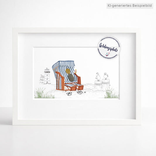 Kieselsteinbild Mein Lieblingsplatz am Meer – maritimes Geschenk, handgemachtes Steinbild