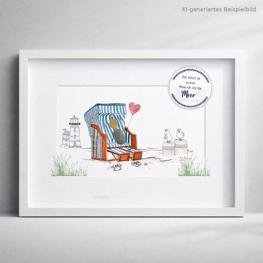 Kieselsteinbild Das Leben ist zu kurz – nimm dir Zeit für Meer – Geschenk für Meerliebhaber, handgemachtes Steinbild
