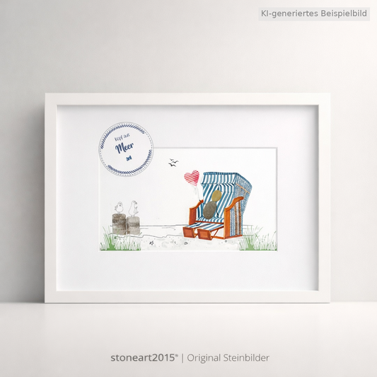 Kieselsteinbild Kopf aus, Meer an – Geschenk für Meerliebhaber, handgemachtes Steinbild