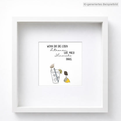 Kieselsteinbild Wenn dir das Leben Zitronen gibt, mach Limonade draus – Motivationsgeschenk, handgemachtes Steinbild