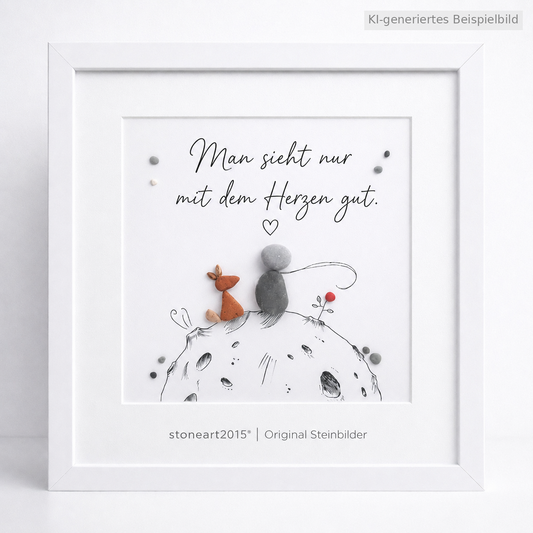 Kieselsteinbild Man sieht nur mit dem Herzen gut – Motivationsgeschenk, handgemachtes Steinbild