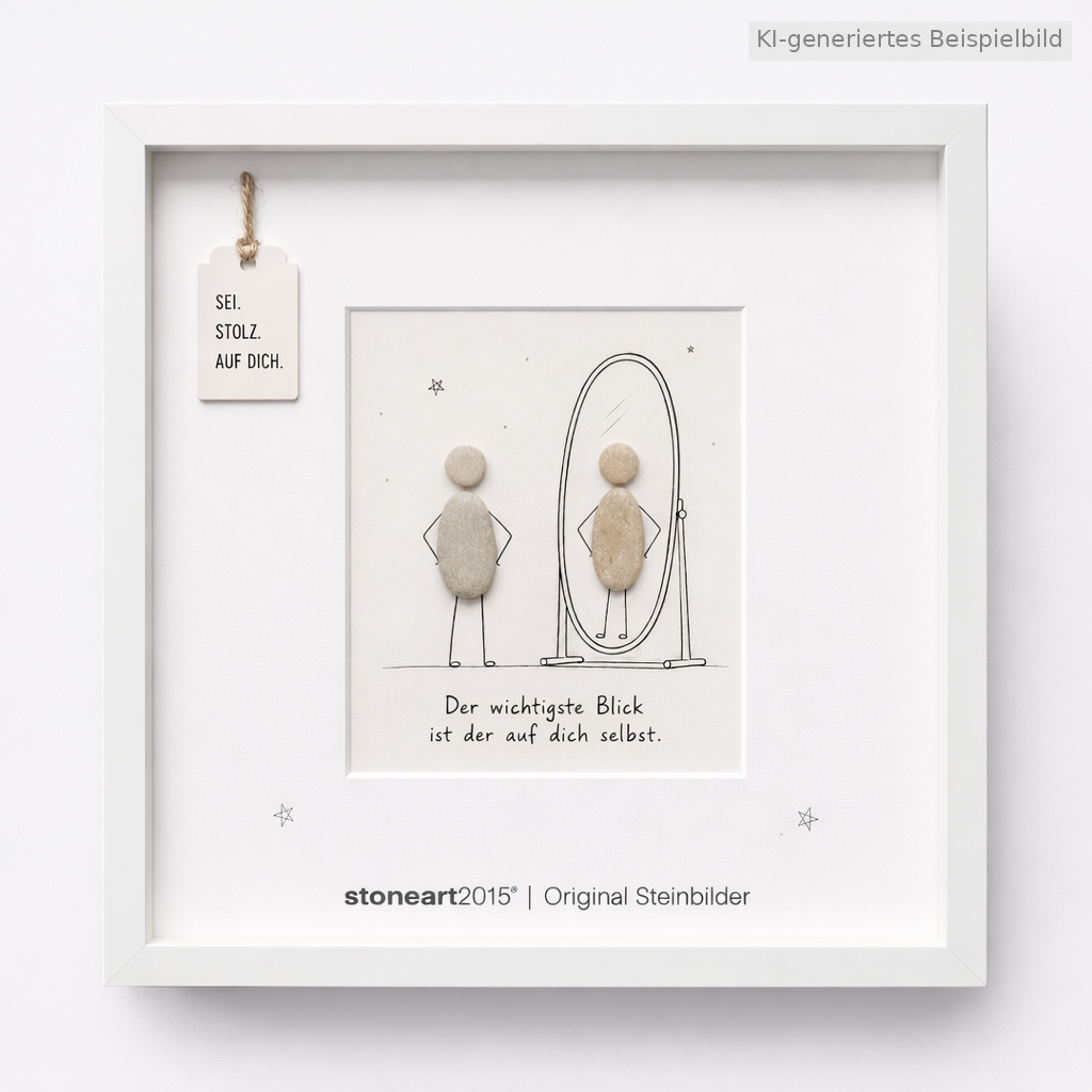 Kieselsteinbild Der wichtigste Blick ist der auf dich selbst – Motivationsgeschenk, handgemachtes Steinbild