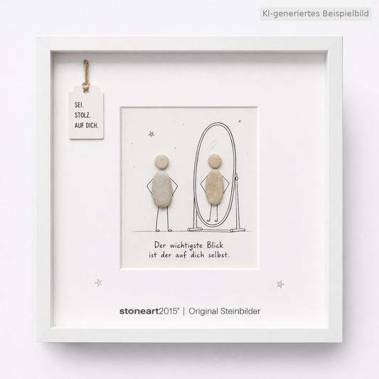Kieselsteinbild Der wichtigste Blick ist der auf dich selbst – Motivationsgeschenk, handgemachtes Steinbild