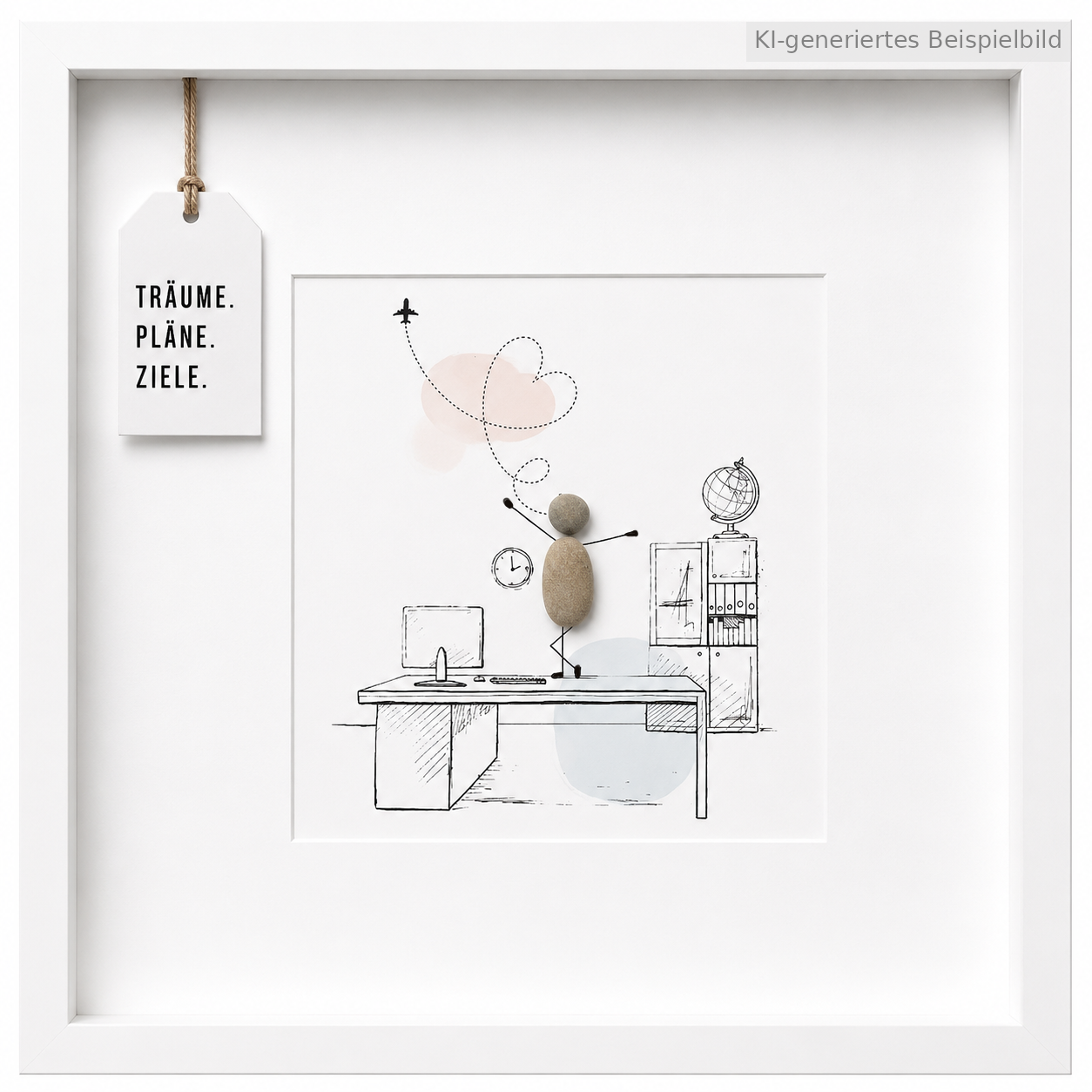 Kieselsteinbild Träume, Pläne, Ziele – Motivationsgeschenk, handgemachtes Steinbild