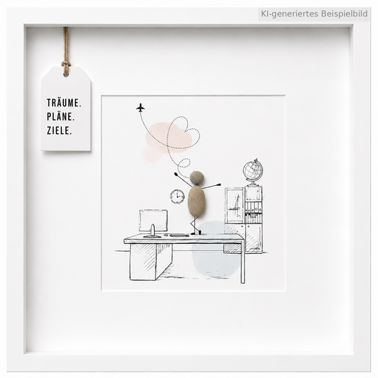 Kieselsteinbild Träume, Pläne, Ziele – Motivationsgeschenk, handgemachtes Steinbild