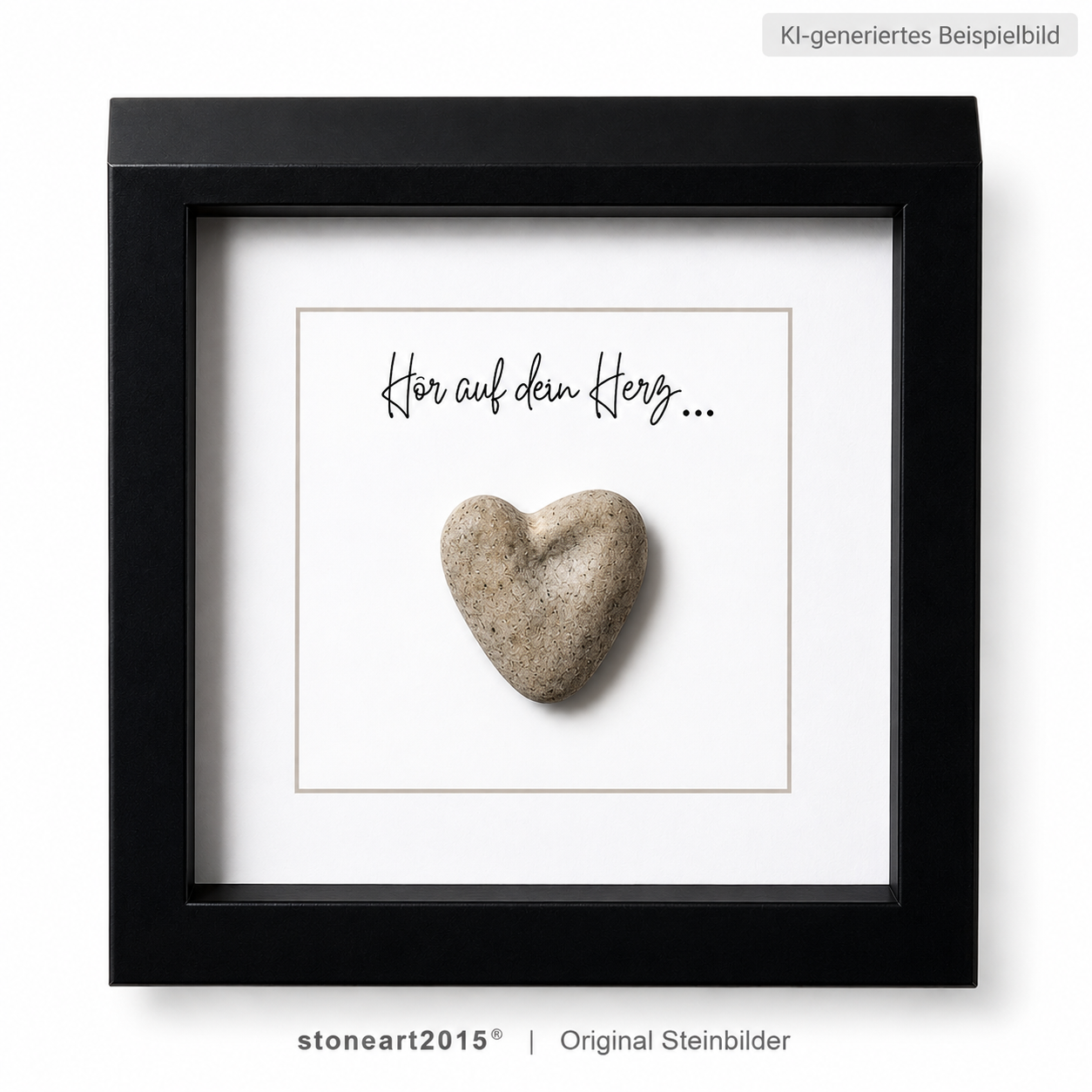 Kieselsteinbild Hör auf dein Herz – Motivationsgeschenk, handgemachtes Steinbild
