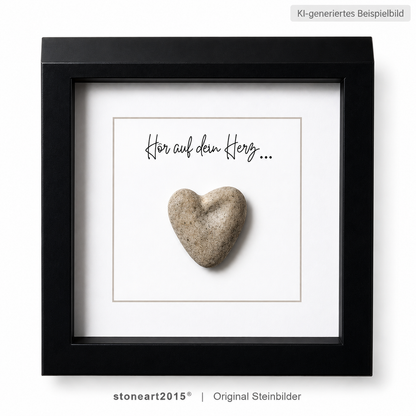 Kieselsteinbild Hör auf dein Herz – Motivationsgeschenk, handgemachtes Steinbild