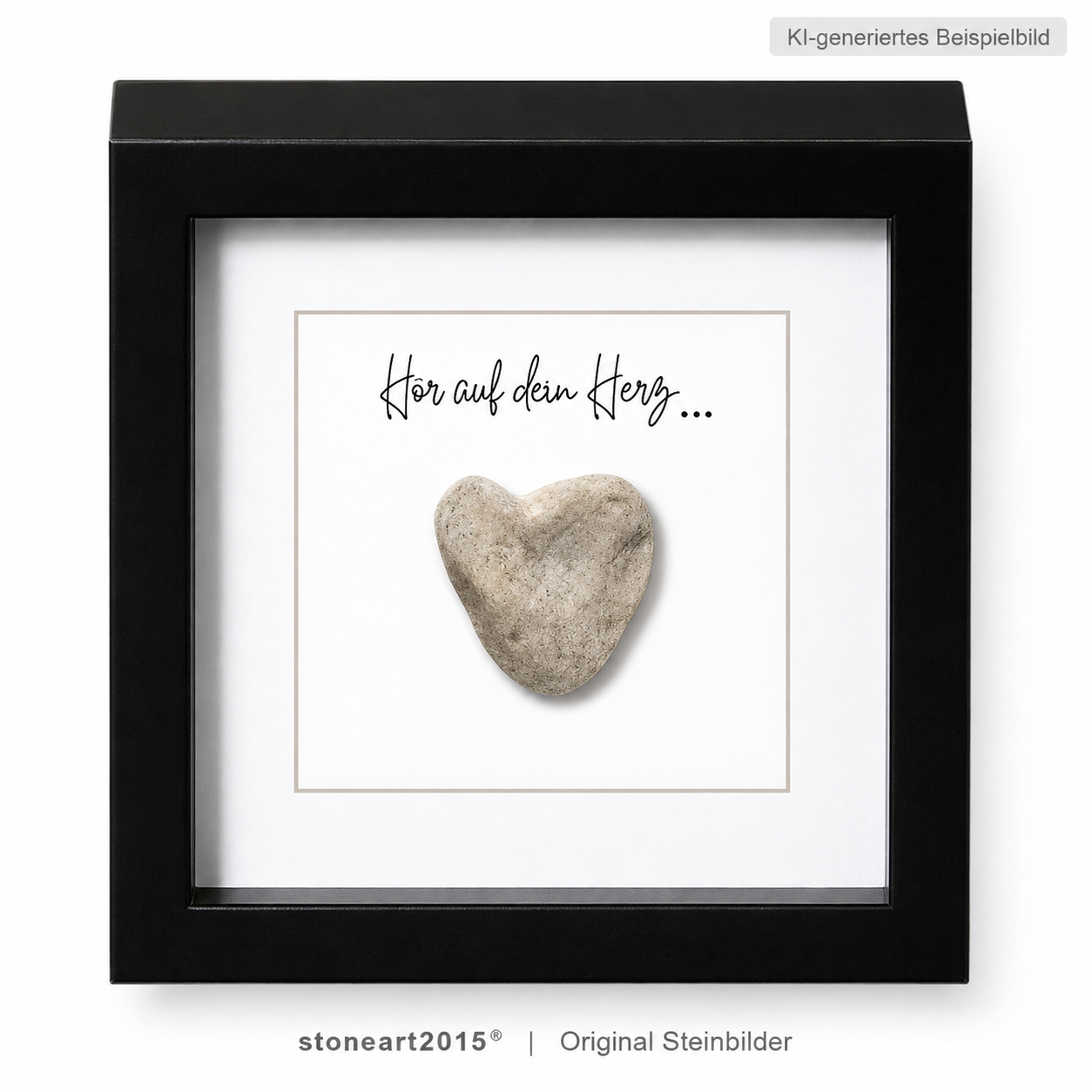 Kieselsteinbild Hör auf dein Herz – Motivationsgeschenk, handgemachtes Steinbild
