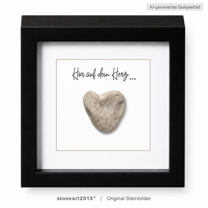 Kieselsteinbild Hör auf dein Herz – Motivationsgeschenk, handgemachtes Steinbild