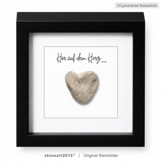 Kieselsteinbild Hör auf dein Herz – Motivationsgeschenk, handgemachtes Steinbild