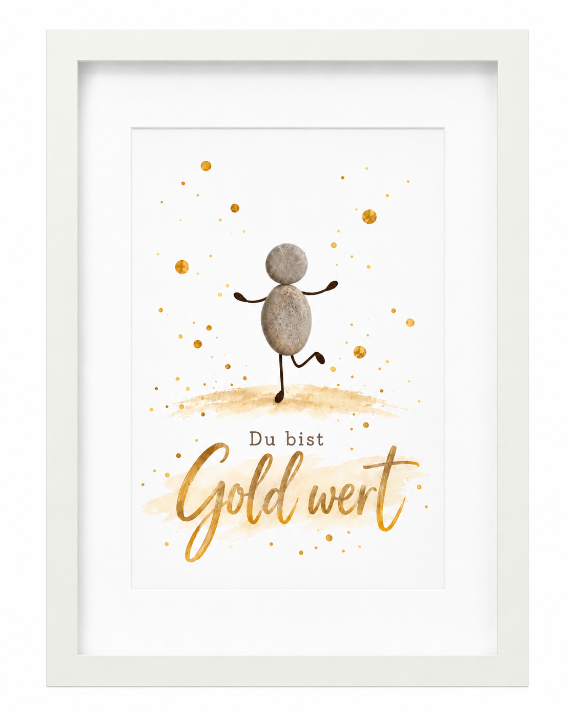 Kieselsteinbild „Du bist Gold wert“ – Geschenk zur Wertschätzung und als Dankeschön, handgemachtes Steinbild