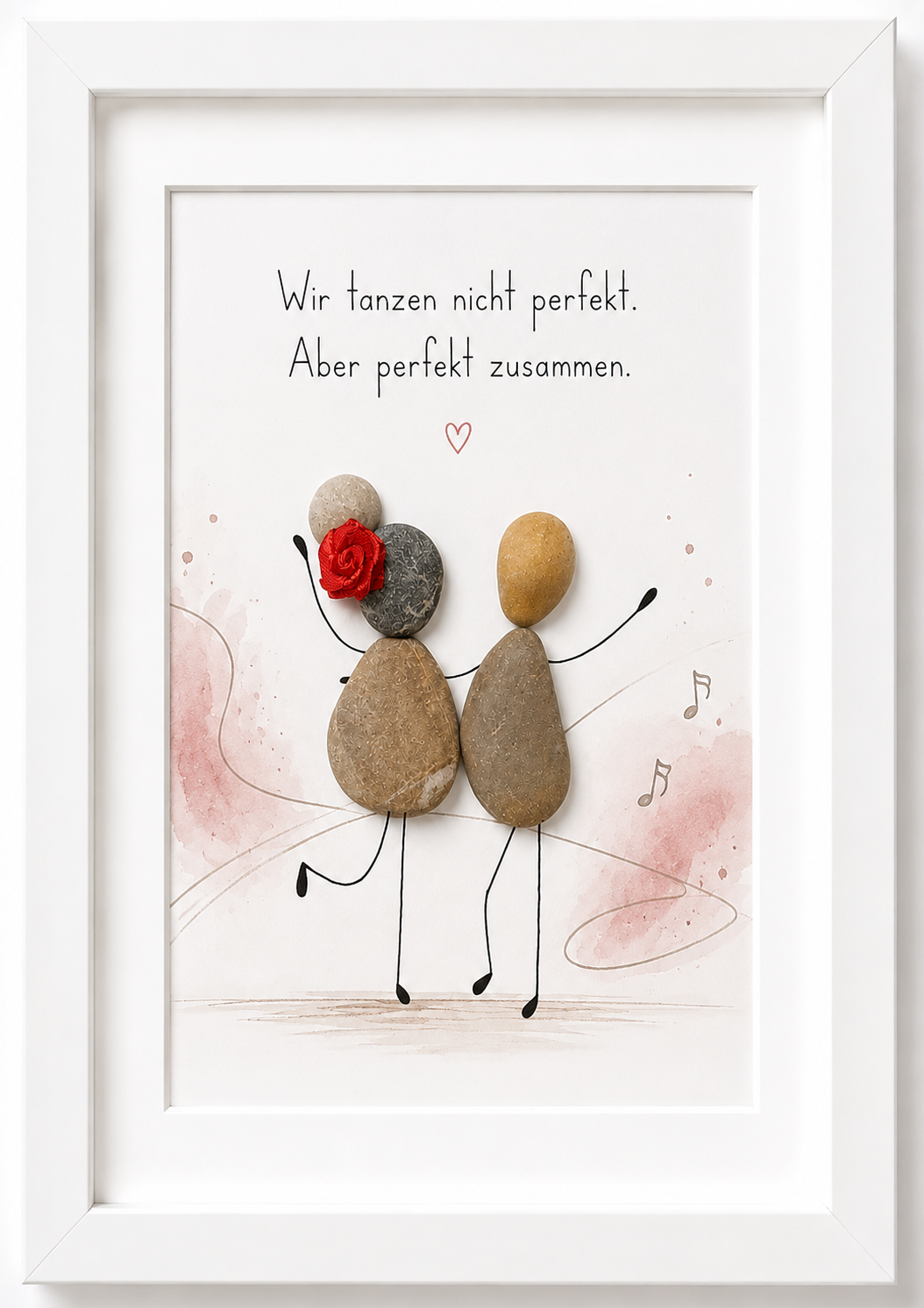 Kieselsteinbild Wir tanzen nicht perfekt, aber perfekt zusammen – Tango-Tanzpaar, Liebesgeschenk, handgemachtes Steinbild