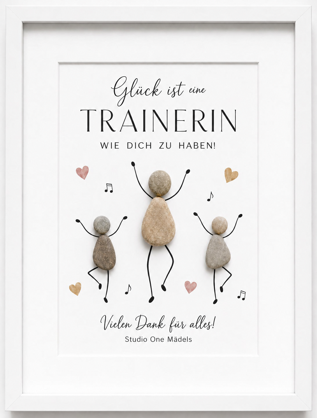 Kieselsteinbild Glück ist eine Trainerin wie dich zu haben – personalisierbares Dankeschön-Geschenk für Tanztrainerin, handgemachtes Steinbild