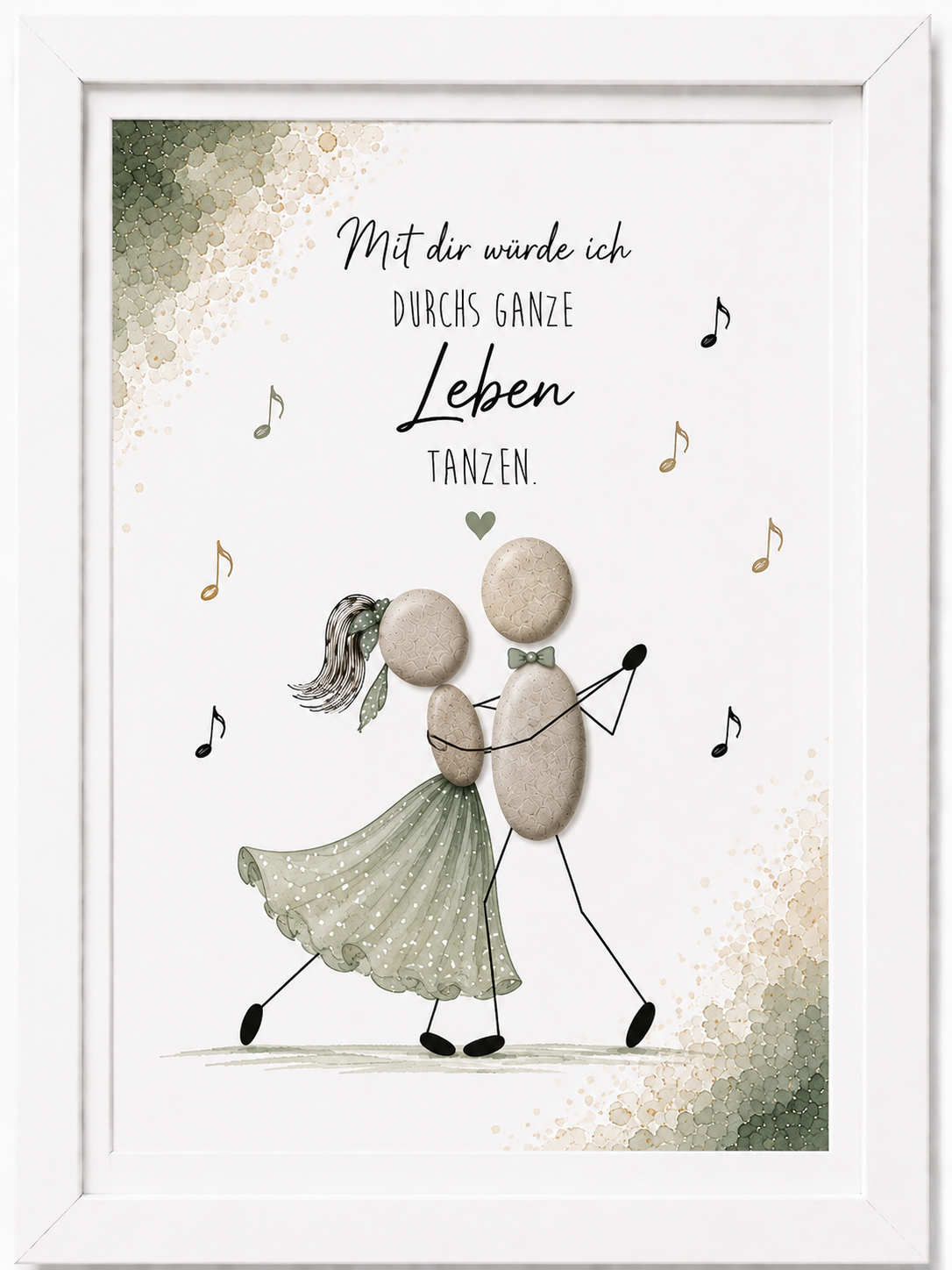 Kieselsteinbild Mit dir würde ich durchs ganze Leben tanzen – Tanzpaar, Liebesgeschenk, handgemachtes Steinbild